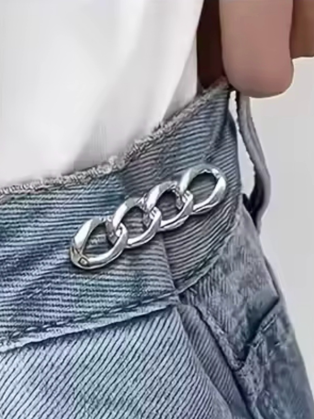 Silver Chain waist buckle belt no-sew, super cute